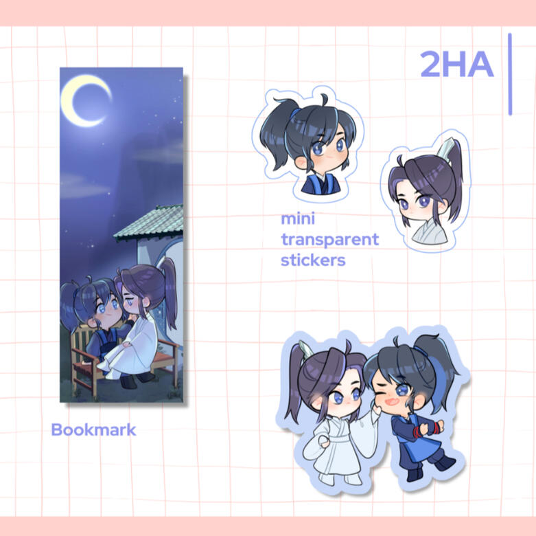 Bookmark 3.5USD - Mini stickers 1.5USD - Sticker 2.5USD